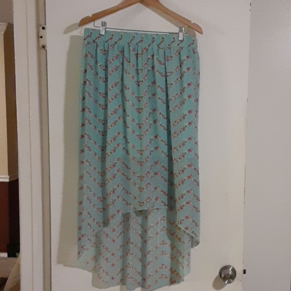 Mint green with flowers skirt